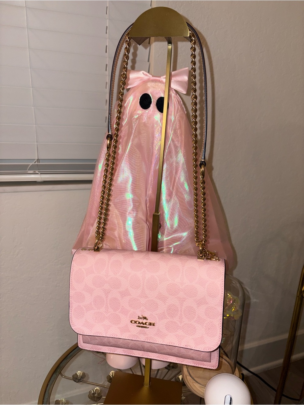 Coach Pink Signature Chain Shoulder Bag